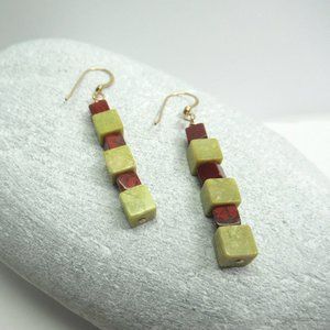 Jasper cube Gemstone Earrings